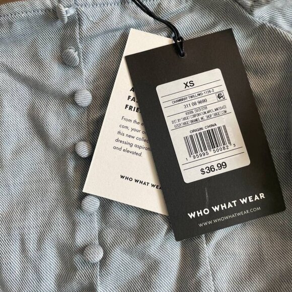 NWT Light Denim Square Neck Chambray Blue Sun Dress - Picture 4 of 5